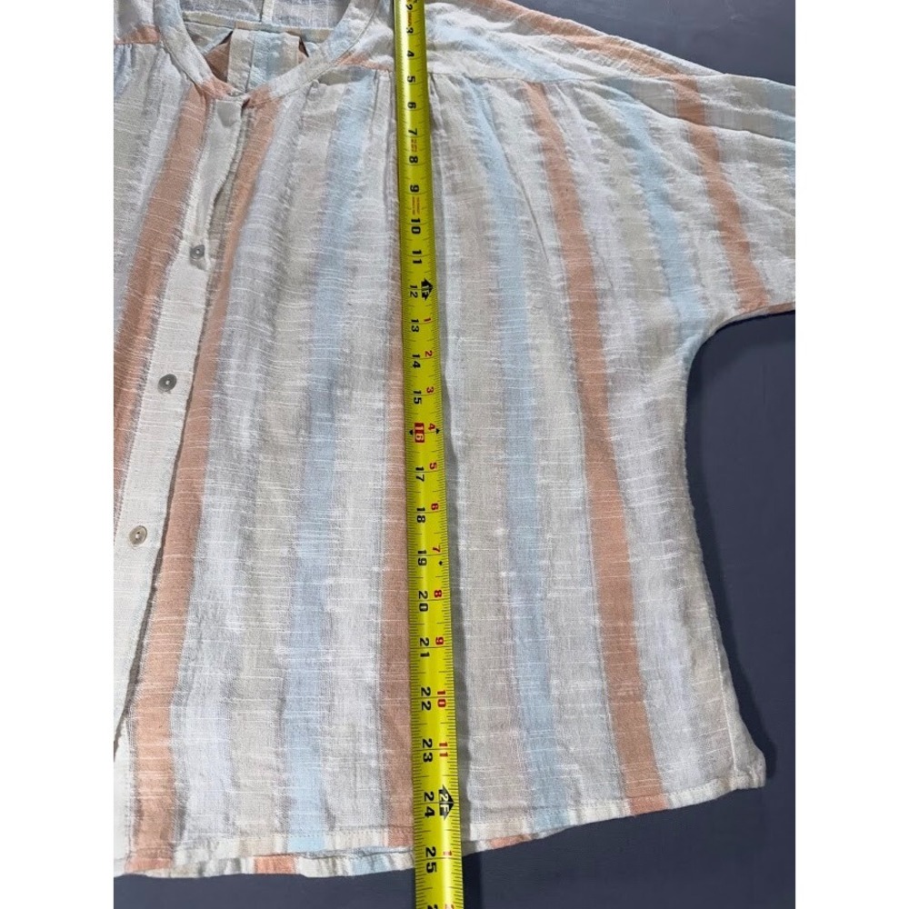 Love‎ Stitch Blouse Women Medium Large Multicolor Striped Crew Neck Lightweight - Picture 6 of 15
